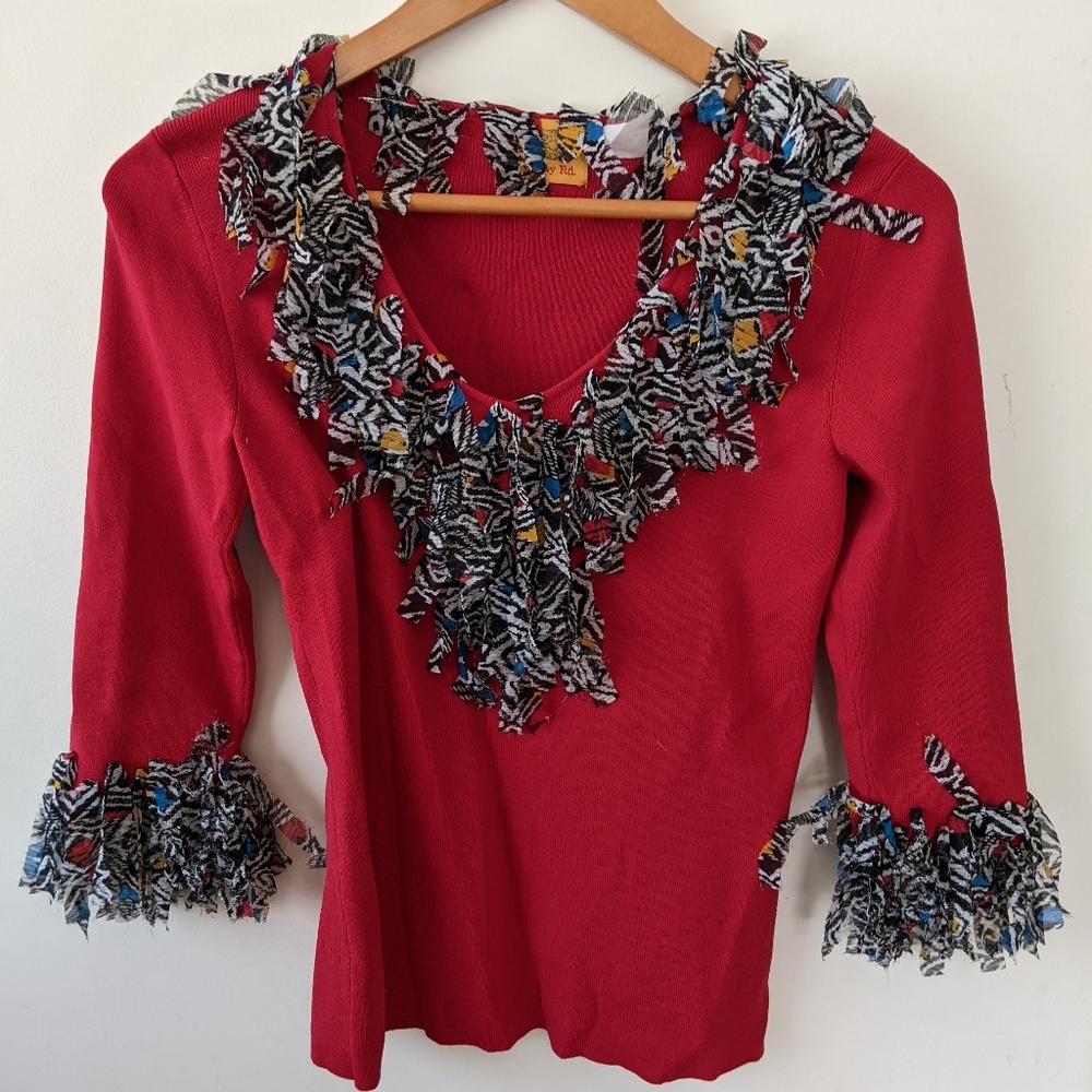 Ruby Rd. 3/4 Sleeve Top Size (S) V Neck Sweater